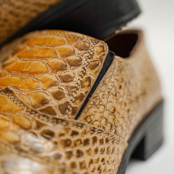 Vintage Kevin Shoes Alligator Square Toe Western Loafers - Picture 5 of 9